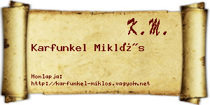 Karfunkel Miklós névjegykártya